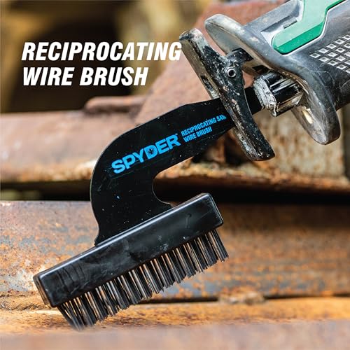 Spyder Steel Bristle Wire Brush Attachment for Reciprocating Saws, Removes Rust and Paint, Cleans Grout Lines - style: Carbon Steel