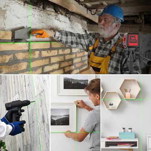 Motovera Self Leveling Laser Level 100ft, Green Cross Line with Tripod, 4 Brightness Modes & Pulse Function, Manual & Self-Leveling Modes, IP54 Waterproof for Picture Hanging, Tile, DIY Construction - size: L