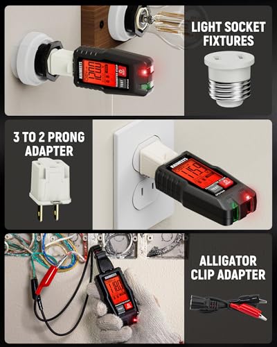 KAIWEETS Circuit Breaker Finder with LCD Display, GFCI Outlet Tester, Electrical Circuit Tracer Tool with NCV Test & Flashlight, Includes Carrying Case and Adapters- KT301P