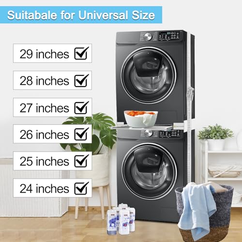 Washer Dryer Stacking Kit 29 inch - Universal Washer and Dryer Stacking Kit | with Pull Out Drying Rack - Adjustable 29"/28"/27"/26"/25"/24" Stacking Kit with Ratchet Strap - Space-Saving - style: with Pull-Out Drying Rack