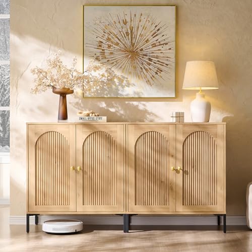 IFGET 61.75" W Modern Arched Sideboard Buffet Cabinet with Storage, Natural - color: Natural, size: 2 Pieces