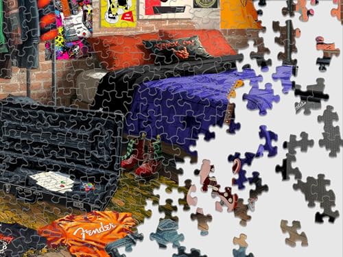Springbok Fender Fanatic Den 1000 Piece Jigsaw Puzzle for Adults - Poster Now Included - Guitar Music Room Art, Rock & Roll Collectors Scene - Unique Cut Pieces - Made in USA - style: Fanatic Den