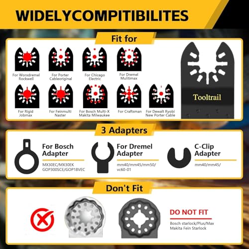 50 PCS Oscillating Tool Blades for Metal,Universal Multi Tool Blades Kits for Metal Nails Wood and Plastic,Titanium Oscillating Saw Blades Fit Dewalt Ryobi Milwaukee Rockwell