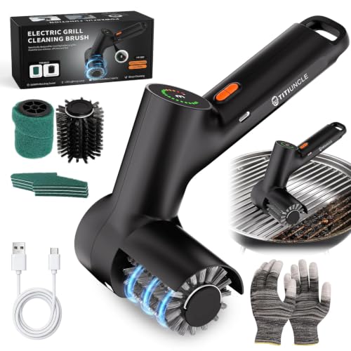 Electric Grill Cleaner Brush for Outdoor Grill with SS Rotary Head, 3 Speed