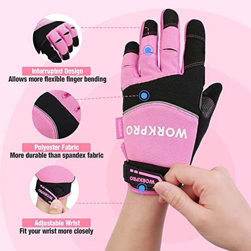 WORKPRO Safety Work Gloves, Mechanic Working Gloves for Men Women, Touch Screen, Terry Fabric, Non-Slip - size: Medium (Pack of 1)