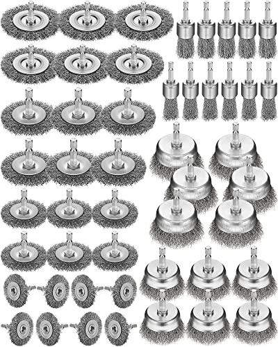 Rtteri 50 Pcs Coarse Wire Brush for Drill Set 1/4 Inch Hex