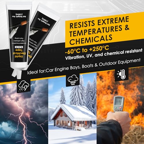 8 OZ/240Ml Liquid Electrical Tape, 2 Pack 4 OZ 120ML Liquid Tape, Waterproof Fast Fixed Dry Sealing Glue, Electrical Sealant, Wire Glue, Indoor/Outdoor Use, Marine Automotive/Outdoor Repair