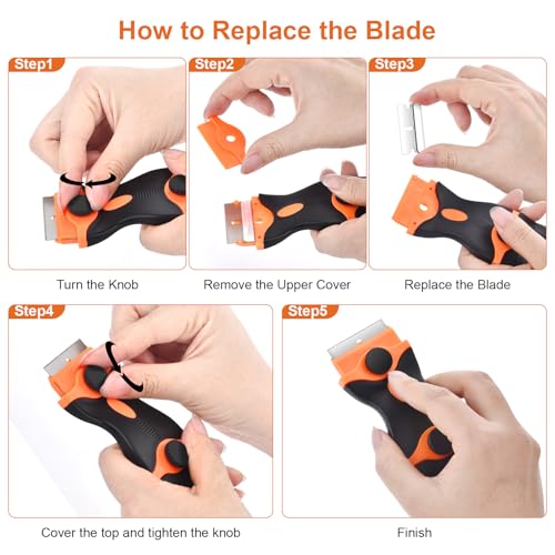2 Pack Razor Blade Scraper Tool, 2-in-1 Razor Scraper With 60 Pcs Razor Blades 20 Pcs Metal and 40 Pcs Plastic Razor Blades, Cleaning Scraper Tool, Cooktop, Paint, Glass Scraper, Decal, Sticker, Label