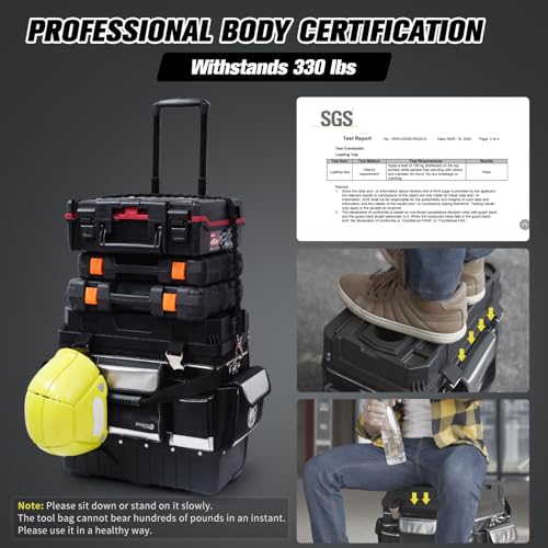 MARUTAI 18in Water-Resistant Tool Bag with Wheels, 330lb Load for Jobsites