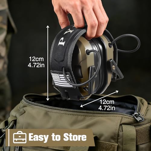 Electronic Shooting Ear Protection w/Gel Pads, 23dB NRR Active Noise Reduction & 3X Amplification Headset for Shooters - color: Brown