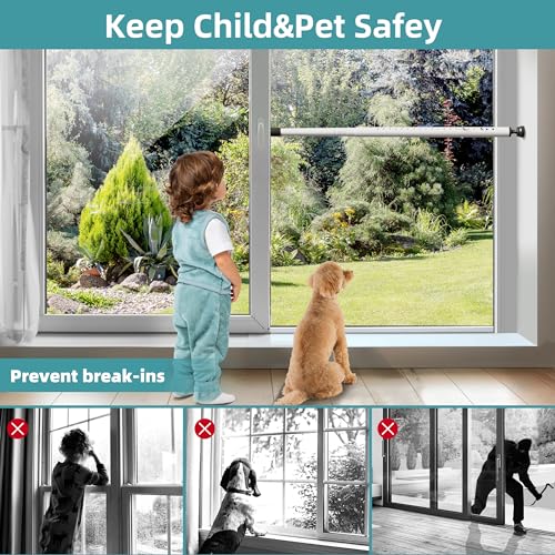 1-Pack Sliding Door and Window Security Bars, 17-50 Inch, White - color: White - 1 Pack