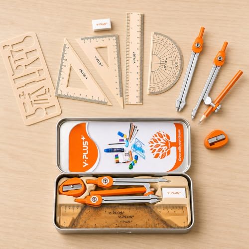 YPLUS Geometry Set, Protractor and Compass Set for Students, 11Pcs - size: 1 Count (Pack of 11)