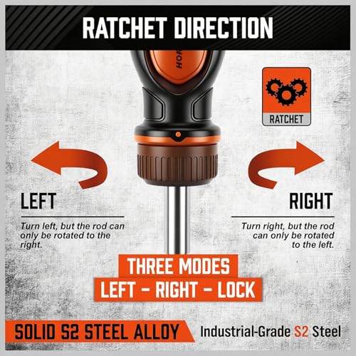 HORUSDY Magnetic Portable Screwdriver Bit Set: 8-in-1 Ratcheting Screw Driver Includes 1/4”Bit Driver Holder, 7 Screwdriver Bits with Phillips, Slotted, Square, Hex, for Garage & Daily Repair - style: 8-in-1 Ratcheting Screw Driver Set