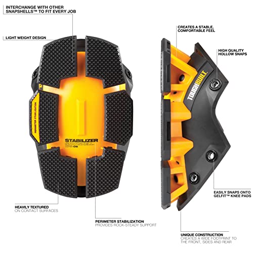 ToughBuilt - Stabilizer SnapShell Replacement Shell for Knee Pads - size: Stabilizer SnapShell (Black/Yellow)