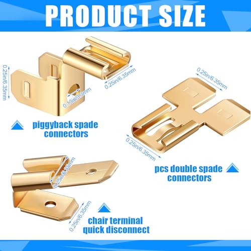 MorningRo 36 Pcs Electrical Quick Splice Wire Terminals,1/4" Gold - color: Gold