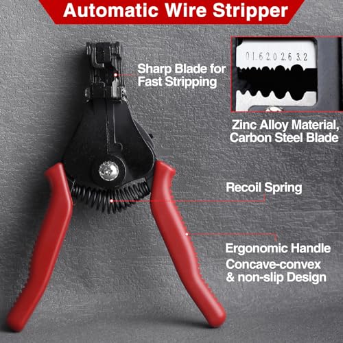 SPEEDWOX Automatic Wire Stripper Tool - Heavy Duty Precision Stripping Tool for 8-18 AWG Wire, Electric & Automotive Repair