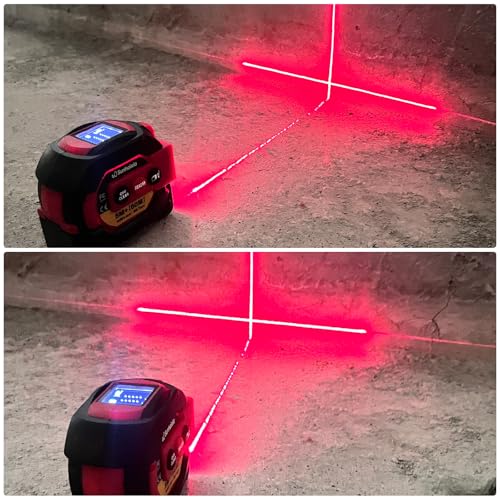Laser Tape Measure 3 in 1 with Laser Level Crosshairs |196ft/60m LCD - color: Red