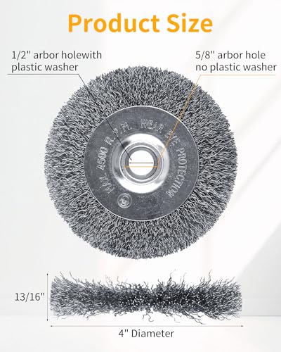 4" Brass Wire Wheel, Brush Wheel for Bench Grinder, 1/2"-5/8" Arbor - style: 4" 1Pcs