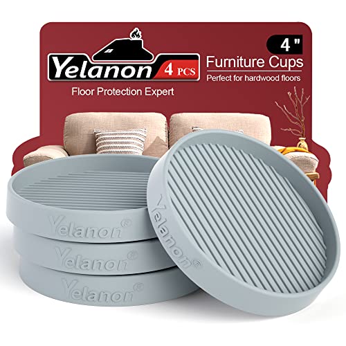 Yelanon Furniture Coasters 4 Pcs 4" Round Gray Caster Cups for Hardwood - size: 4pcs 4" Round Grey