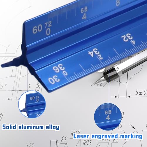 Biaungdo 3 Pack Architect Engineer Scale Ruler 12 Inch Blue for Drafting