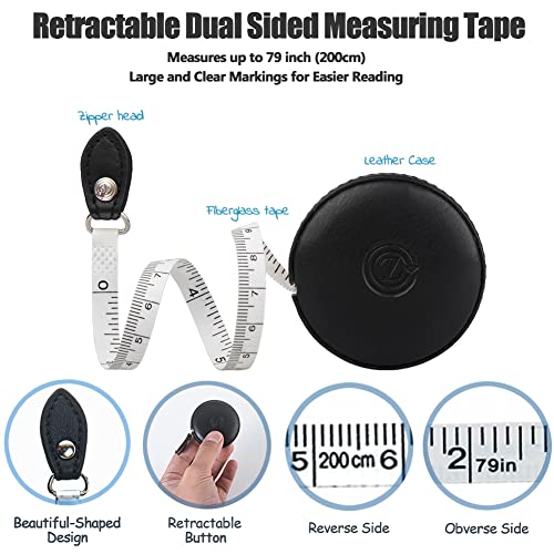Tape Measure Body Measuring Tape 80inch/205cm Lock Pin Retract Tape Measure for Tailor Fitness Clothes Sewing Handcrafts Weight Loss Body Measurement - color: White Black White 3 pack
