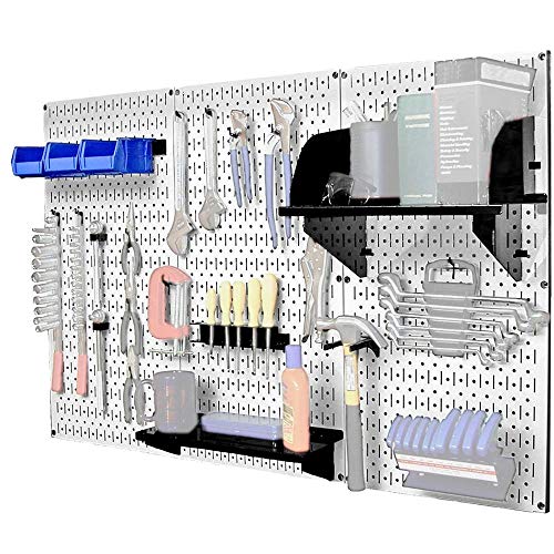 Wall Control 30-WRK-400WB Standard Workbench Metal Pegboard Tool Organizer,White/Black - color: White/Black