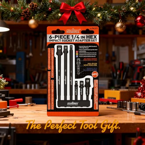 6-Piece Impact Sockets Adapter Sets, 3-Inch and 6-Inch Hex Shank 1/4" 3/8" 1/2" - color: 6 Pcs 3" & 6" Black Adapters