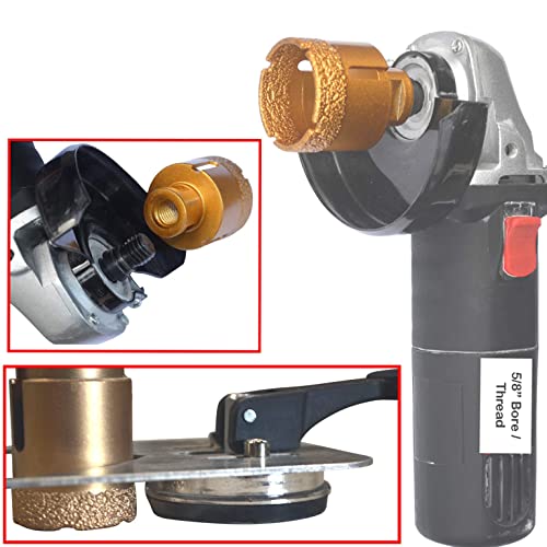 Diamond Hole Saw Core Drill Bit Kit for Concrete Porcelain and Granite in Case 8 Piece 1/4, 5/16,1/2,3/4,7/8,1,1 3/8 fits Angle Grinder - size: 8 Pce Hole Saw Kit Dry Cut