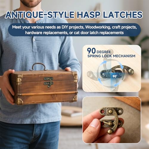LEFTSTARER 40Pcs 1.2In Antique Cabinet Door Hinges, 20pcs latches with Screws, Bronze Butterfly Style, Small Hinges for Crafts Cabinet Wooden Jewelry Boxes (B.40 Butterfly Hinges + 20 B latches) - color: B.40 Butterfly hinges + 20 B latches