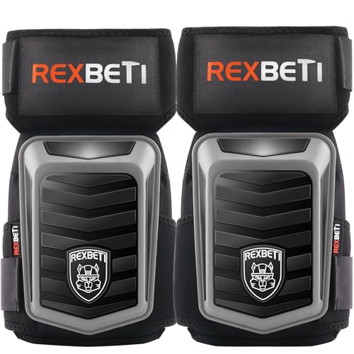 REXBETI Knee Pads for Men, Anti-slip Construction Gel Knee Pads for Work - color: Black&Gray