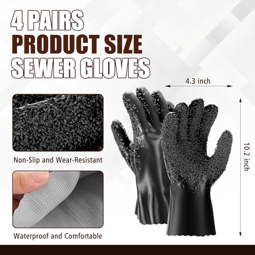 Teenyyou 4 Pairs Sewer Snake Gloves, Black, Regular - color: Black, size: Standard