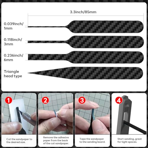 stedi Carbon Fiber Sanding Sticks 7PCS Hobby Model Tools for Sandpaper - style: 7PCS Carbon Fiber Sanding Sticks