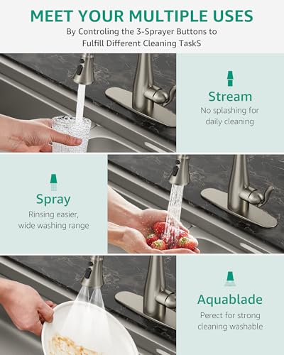 Mbillion Universal Brushed Nickel Kitchen Faucet Sprayer Head Replacement - color: Brushed Nickel