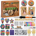 JJRING Wood Burning Kit - 62PCS Professional Wood Burning Tool With Adjustable Temperature Pyrography Pen, 24-Color Paint Set, Wood Slices & Stencils, Complete Wood burner Crafts Kit For Beginners
