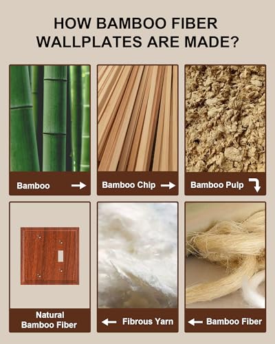 2-Pack Natural Bamboo Fiber Combo Blank/Toggle Light Switch Cover Plate - color: Wood Grain, size: 1 Blank/1 Toggle 2PK