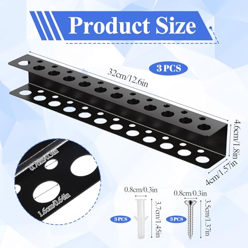 3 Pcs Screwdriver Holder Wall Mount with 23 Holes, Heavy Duty