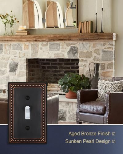 Switch Plates Outlet Covers, 2-Pack Aged Bronze Metal Wall Plates - color: Aged Bronze, size: 1 Toggle 2PK