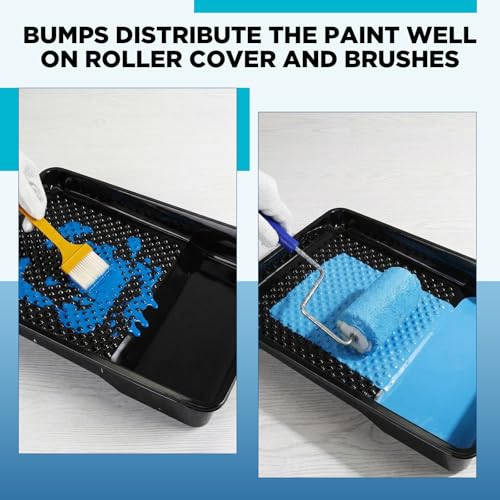 Geelin 40 Pcs 9 Inch Disposable Paint Tray Liner Heavy Duty Plastic Household Paint Pan Trays(Dots, Black) - color: Black, size: 9 Inch, style: Dots