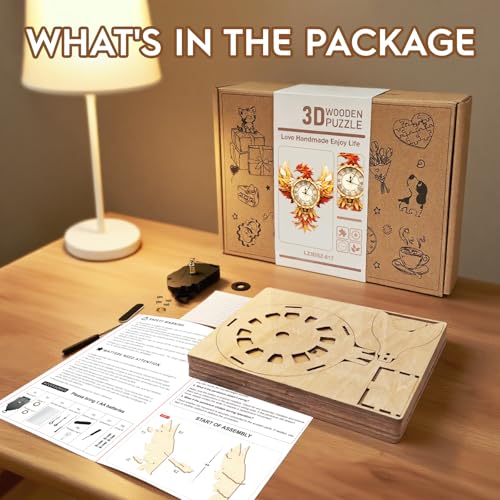 Cutywood 3D Wooden Puzzles for Adults-Phoenix Clock Puzzle-Adult Crafts - color: Phoenix Clock