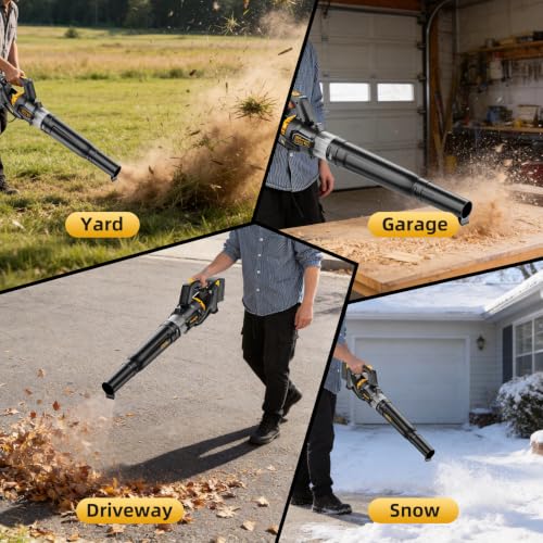 600 CFM Cordless Leaf Blower Compatible with DEWALT 20V MAX Battery - color: Yellow