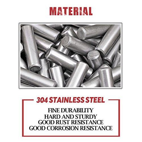 Hilitchi 110 Pcs Dowel Pin Stainless Steel Shelf Support Pin Fasten Elements Assortment Kit - Size Include 5mm x 10mm / 16mm / 20mm / 25mm / 30mm / 35mm / 40mm