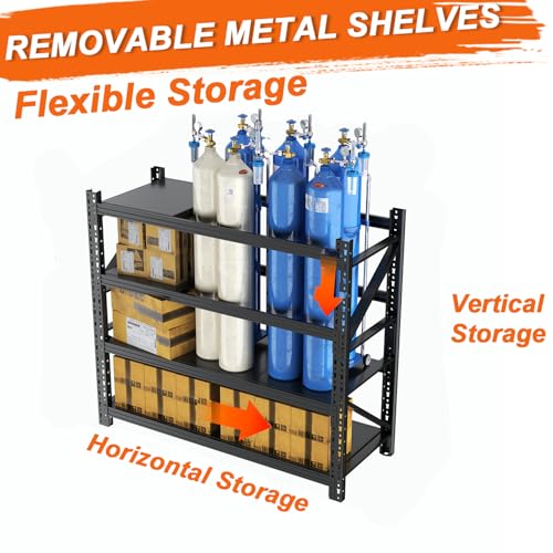 48''W Heavy Duty Storage Shelves, 3600LBS Metal Garage Shelving Units, 4 Tier Adjustable Large Industrial Shelves for Warehouse Workshop Basement (48''W x 22.4''D x 73.2''H) - size: 73.2"H x 48"W x 22.4"D