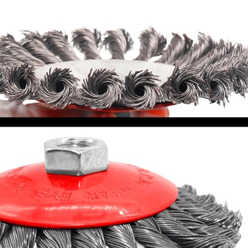 6 Pack Wire Wheel Brush for 4 1/2 Angle Grinder - 4 & 3 Inch Knotted Coarse Crimped Wire Wheels & Cup Brush with 5/8-11UNC Threaded Arbor - style: 6 PACK Wire Wheel&Cup Set