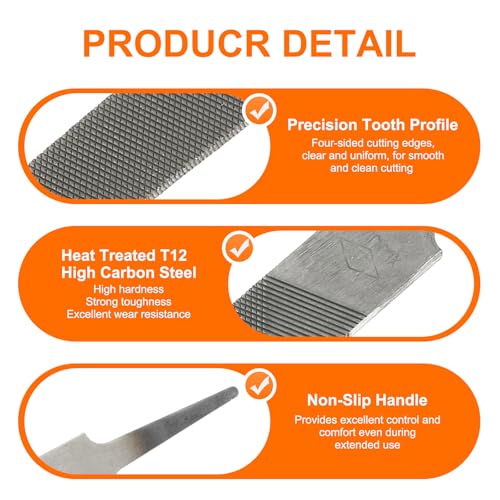 HARFINGTON 2pcs Flat Coarse Cut File 12" Double Cut Teeth High Carbon Steel Hand Rasp File without Handle for Metal Wood Deburring Removing - size: 12", style: Coarse