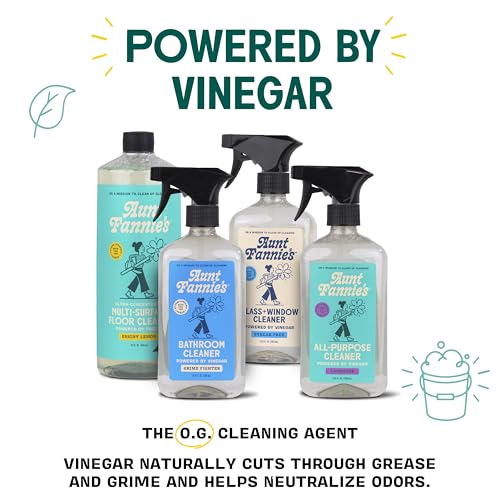 Aunt Fannie's All Purpose Vinegar Cleaner Spray, Lemon, Refill 64 oz | Cuts Grease & Grime, No Harsh Residue, Safe for Kitchens Bathrooms Windows Counters & Sealed Areas, Kid and Pet Safe - size: 64 Fl Oz (Pack of 1)