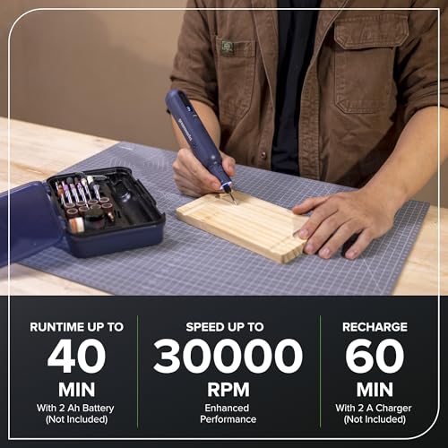 Greenworks 8V Mini Cordless Rotary Tool Kit with Led light,6-Speed &USB Charging with 52 Accessories,Multi-Purpose Power Rotary Tool for Sanding, Polishing, Drilling,Engraving, DIY Crafts