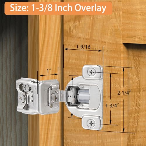 Soft Close Cabinet Hinges for Kitchen, 1-3/8” Overlay, 4 Pack - size: 1-3/8 Inch Overlay
