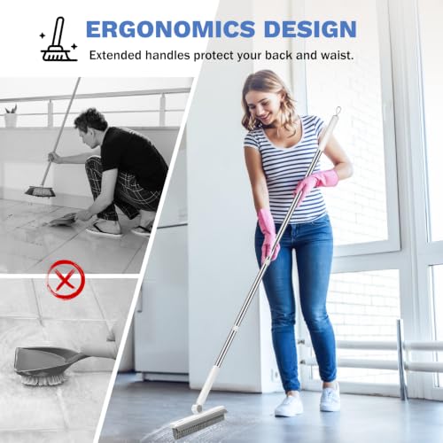 SetSail Grout Cleaner Brush with Long Handle, V-Shaped Floor Scrub Brush - color: Grey White