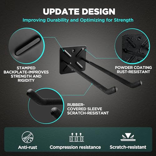 Nacial Garage Wall Hangers, Heavy Duty Ladder Hooks, 12.4 Inch 6 Pack - size: 6