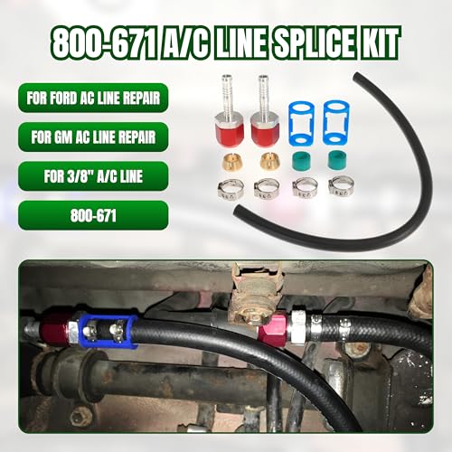 800-671 A/C Line Splice Kit For 3/8 Line With No.6 Hose 800671 Air Conditioning Repair Splice Connector Splicer Coupler Kit For 3/8 AC Line to Hose Repair (Line-K671) - size: Line-K671